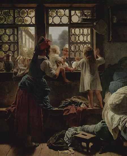 Friedrich Eduard Meyerheim Guten Morgen, lieber Vater Germany oil painting art